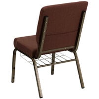 Flash Furniture FD-CH02185-GV-10355-BAS-GG Brown 18 1/2 inch Wide Church Chair with Communion Cup Book Rack - Gold Vein Frame