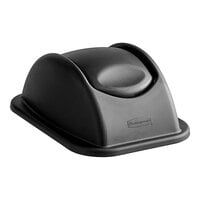 Rubbermaid FG306600BLA Untouchable 28 Qt. / 7 Gallon Black Rectangular Soft Wastebasket Dome Swing Lid