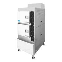 Cleveland 24CGA6.2S Gemini 6 Pan Short Series Natural Gas High Speed Convection Floor Steamer - 100,000 BTU