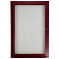 Aarco LWL3624C 36 inch x 24 inch Cherry Finish Lighted Bulletin Board Cabinet