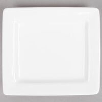 Tuxton BWH-0603 6 inch x 5 1/2 inch White Rectangular China Plate - 12/Case