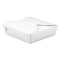 Fold-Pak 05BPWHITEM Bio-Pak 9" x 9" x 2 1/2" White Microwavable Paper #5 Take-Out Containers - 140/Case