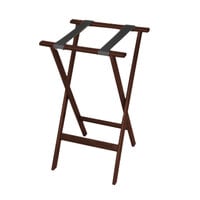 CSL 1170MAH Deluxe 30 inch Mahogany Wood Tray Stand with Black Straps - 4/Pack