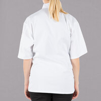 Mercer Culinary Millennia® M60014 Unisex White Customizable Short Sleeve Cook Jacket with Cloth Knot Buttons - L
