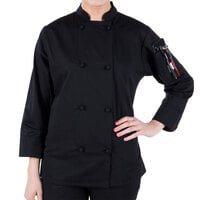 Mercer Culinary Millennia® M60020 Women's Black Customizable Long Sleeve Cook Jacket - XL