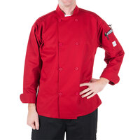 Mercer Culinary Millennia® M60010 Unisex Red Customizable Long Sleeve Cook Jacket