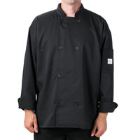 Mercer Culinary Millennia Air® Unisex Lightweight Black Customizable Long Sleeve Cook Jacket with Full Mesh Back M60017BK - L