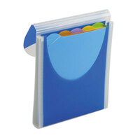 Wilson Jones WLJ68583 Letter Size 5-Pocket Vertical File Organizer - Colored Tabs, Flap and Cord Closure, Dark Blue