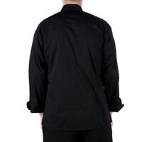 Mercer Culinary Millennia® M60012 Unisex Black Customizable Long Sleeve Cook Jacket with Cloth Knot Buttons - L