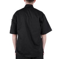 Mercer Culinary Millennia® M60014 Unisex Black Customizable Short Sleeve Cook Jacket with Cloth Knot Buttons - M
