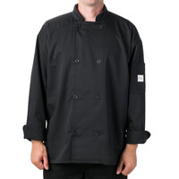 Mercer Culinary Millennia Air® Unisex Lightweight Black Customizable Long Sleeve Cook Jacket with Full Mesh Back M60017BK - XS