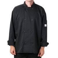 Mercer Culinary Millennia Air® Unisex Lightweight Black Customizable Long Sleeve Cook Jacket with Full Mesh Back M60017BK - 3X