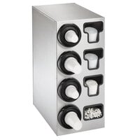 Vollrath 58834 Stainless Steel 4-Slot 8 - 44 oz. Countertop Cup Dispenser Cabinet with 3 T-Lid Holders and 1 Straw Pocket
