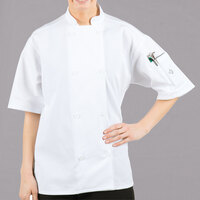 Mercer Culinary Millennia Air® M60019 Unisex Lightweight White Customizable Short Sleeve Cook Jacket with Full Mesh Back - XL