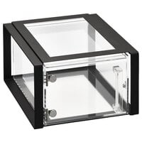 Vollrath SBC12F-06 Cubic 1/2 Size Acrylic Pastry Display Case with Front Door, Black Frame, Reusable Chalkboard Labels, and Chalk
