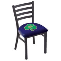 Holland Bar Stool L00418ND-Shm Black Steel University of Notre Dame Chair with Ladder Back and Padded Seat