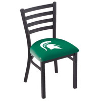 Holland Bar Stool L00418MichSt Black Steel Michigan State University Chair with Ladder Back and Padded Seat