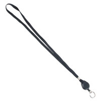 Advantus 75547 36 inch Long Black Ring-Style Lanyard with Retractable ID Reel - 12/Pack