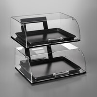 Vollrath ANBCF-06 Cubic Two Tier Full Size Angled Acrylic Pastry Display Case with Front Doors, Reusable Chalkboard Labels, and Chalk