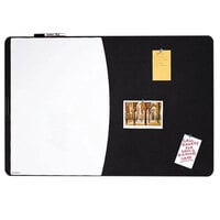 Quartet 06545BK 35 inch x 23 1/2 inch Two Panel Board with White Write-On Dry Erase Board, Black Foam Board, and Black Frame
