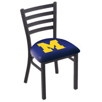 Holland Bar Stool L00418MichUn Black Steel University of Michigan Chair with Ladder Back and Padded Seat