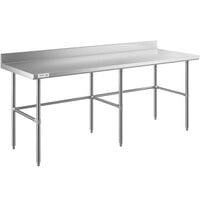 Regency 30 inch x 84 inch 16-Gauge 304 Stainless Steel Commercial Open Base Work Table with 4 inch Backsplash