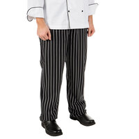 Mercer Culinary Millennia® M60030 Black Unisex Chalk Stripe Cook Pants - 1XL