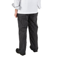 Mercer Culinary Millennia® M60030 Black Unisex Chalk Stripe Cook Pants - 1XL