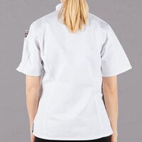 Mercer Culinary Millennia® M60024 Women's White Customizable Short Sleeve Cook Jacket with Cloth Knot Buttons - XL
