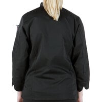 Mercer Culinary Millennia® M60022 Women's Black Customizable Long Sleeve Cook Jacket with Cloth Knot Buttons - XXS