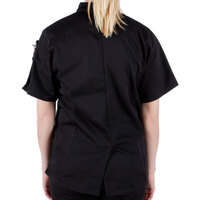 Mercer Culinary Millennia® M60024 Women's Black Customizable Short Sleeve Cook Jacket with Cloth Knot Buttons - XL
