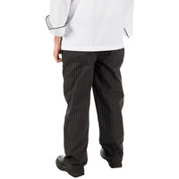 Mercer Culinary Millennia® M60030 Black Unisex Pinstripe Cook Pants - Small