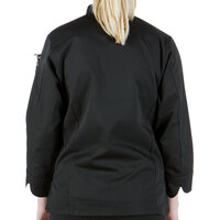 Mercer Culinary Millennia® M60022 Women's Black Customizable Long Sleeve Cook Jacket with Cloth Knot Buttons - XL