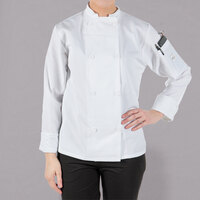 Mercer Culinary Millennia® Women's White Customizable Long Sleeve Cook Jacket M60020WH - M