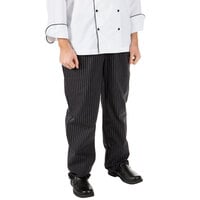 Mercer Culinary Millennia® M60030 Black Unisex Pinstripe Cook Pants