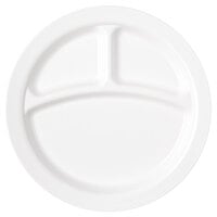 Carlisle PCD22002 White Narrow Rim 3-Compartment 9" Polycarbonate Plate - 48/Case