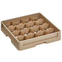 Vollrath CR4DD Traex® 16 Compartment Beige Full-Size Closed Wall 6 3/8" Cup Rack with 2 Extenders
