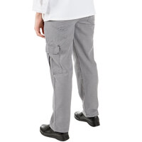 Large Black/White Mercer Culinary M61071HTL Genesis Womens Chef Cargo Pant in Hounds Tooth