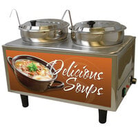 Benchmark USA 51072S Dual 7 Qt. Soup Warmer with Ladles and Lids - 120V, 1200W