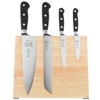 Mercer Culinary M21970 Renaissance® 5-Piece Rubberwood Magnetic Knife Board and Black Handle Knife Set