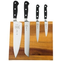 Mercer Culinary M21970AC Renaissance® 5-Piece Acacia Magnetic Knife Board and Black Handle Knife Set