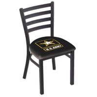 Holland Bar Stool L00418Army Black Steel United States Army Chair with Ladder Back and Padded Seat