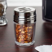 American Metalcraft GLAST2 2 oz. Clear Glass Contemporary Spice Shaker with Stainless Steel Top and Slotted Holes