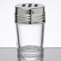 American Metalcraft GLAST2 2 oz. Clear Glass Contemporary Spice Shaker with Stainless Steel Top and Slotted Holes