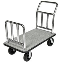 CSL 2111GY-010 Stainless Steel Gray Carpeted Customizable Luggage Cart - 44 inch x 24 inch