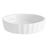 Acopa 8 oz. Round Bright White Fluted Porcelain Souffle / Creme Brulee Dish - 36/Case