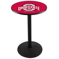 Holland Bar Stool L214B3628OHIOST 30 inch Round Ohio State University Pub Table with Round Base