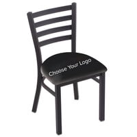 Holland Bar Stool Black Steel NCAA Chair with Ladder Back and Padded Seat