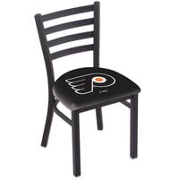 Holland Bar Stool L00418PhiFly-B Black Steel Philadelphia Flyers Chair with Ladder Back and Padded Seat
