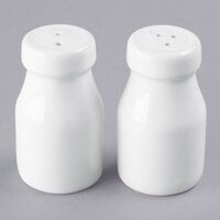 American Metalcraft CSPW 2 oz. White Ceramic Bottle Salt and Pepper Shaker Set